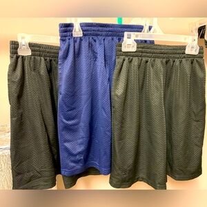 Boys Small Starter Gym Shorts. 2 black, 1 Navy Blue.